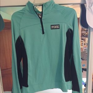 Aqua and black PINK quarter zip